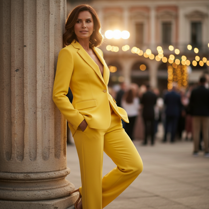 Conjunto Mujer Traje Formal Blazer Estructurado Pantalón Recto