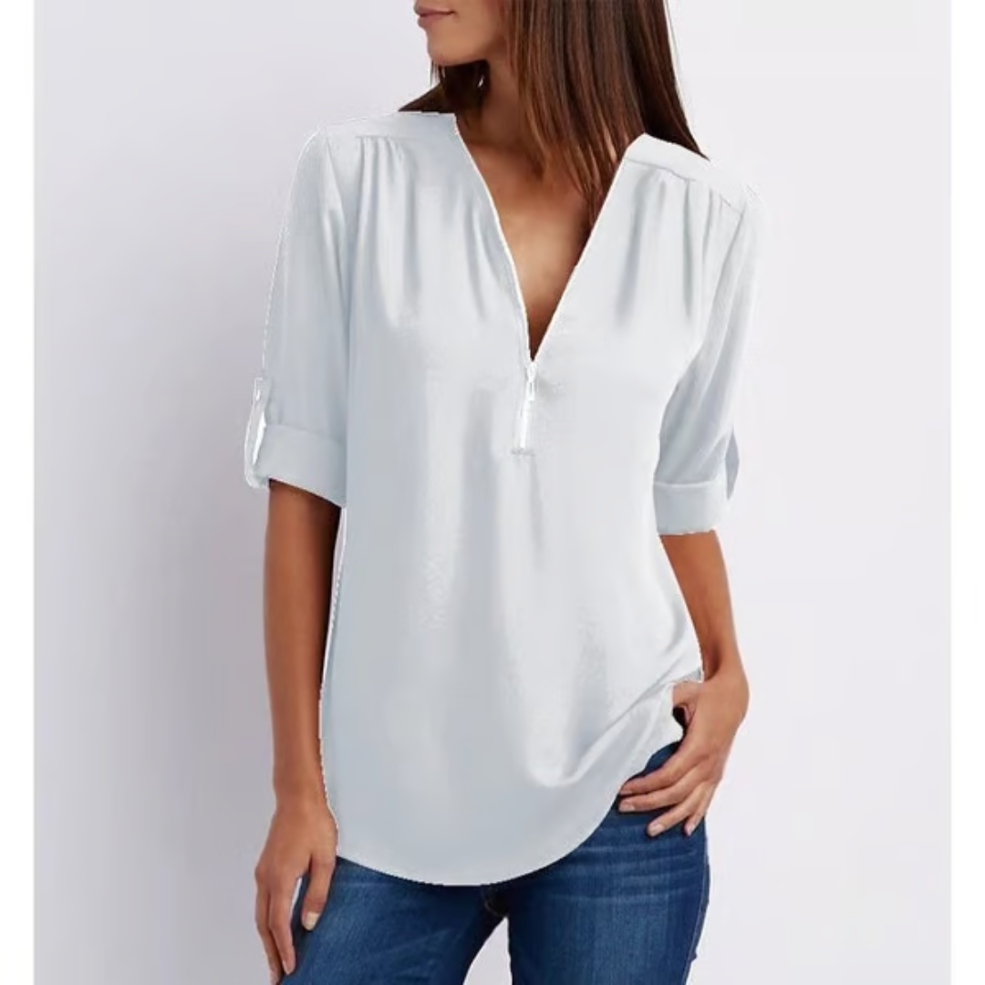 Blusa Mujer Amplia Cremallera Manga Larga Tallas Grandes