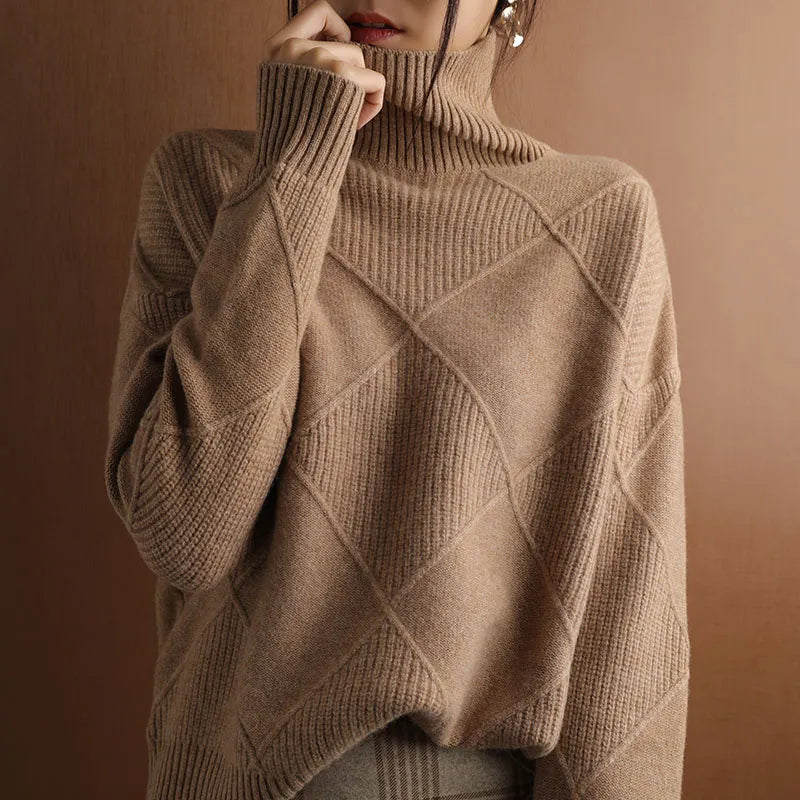 Jersey Mujer de Punto Estructurado Cuello Alto