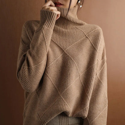 Jersey Mujer de Punto Estructurado Cuello Alto