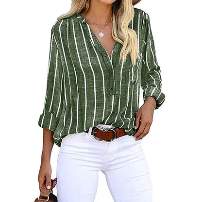 Blusa Mujer Fluida Escote en V Cierre de Botones