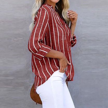 Blusa Mujer Fluida Escote en V Cierre de Botones