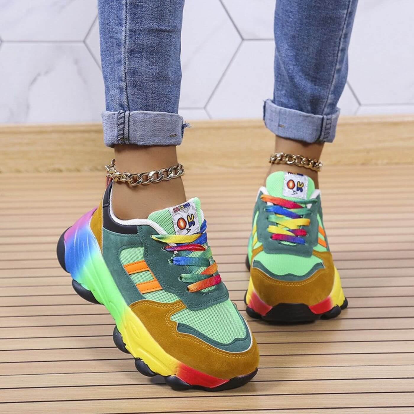 Zapatillas Mujer Combinadas Suela Suave Confort