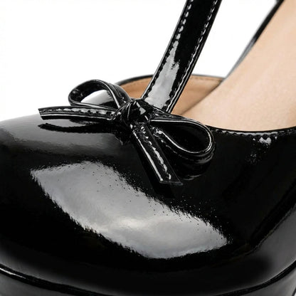 Zapatos Tacón Alto Mujer Tira en T con Lazo