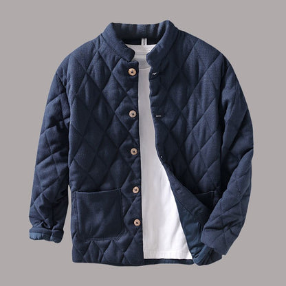 Chaqueta Acolchada Hombre con Botones y Cuello Alto