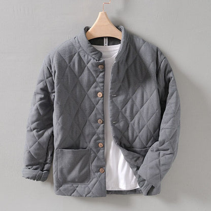 Chaqueta Acolchada Hombre con Botones y Cuello Alto