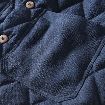 Chaqueta Acolchada Hombre con Botones y Cuello Alto