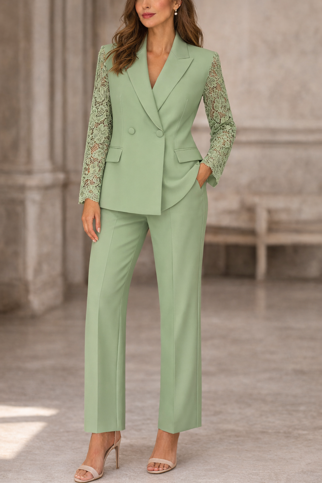 Conjunto Mujer de Encaje Chaqueta y Pantalón - Mavetta