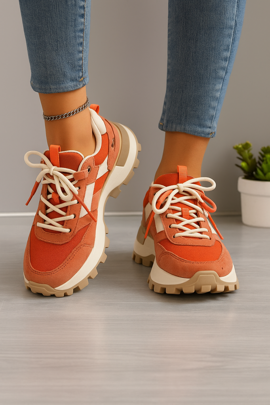 Zapatillas Deportivas Mujer Suela Gruesa Diseño Paneles - Mavetta