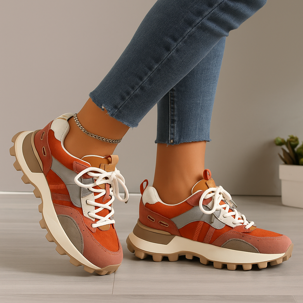 Zapatillas Deportivas Mujer Suela Gruesa Diseño Paneles
