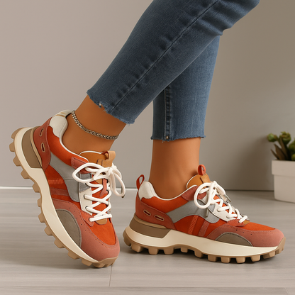 Zapatillas Deportivas Mujer Suela Gruesa Diseño Paneles