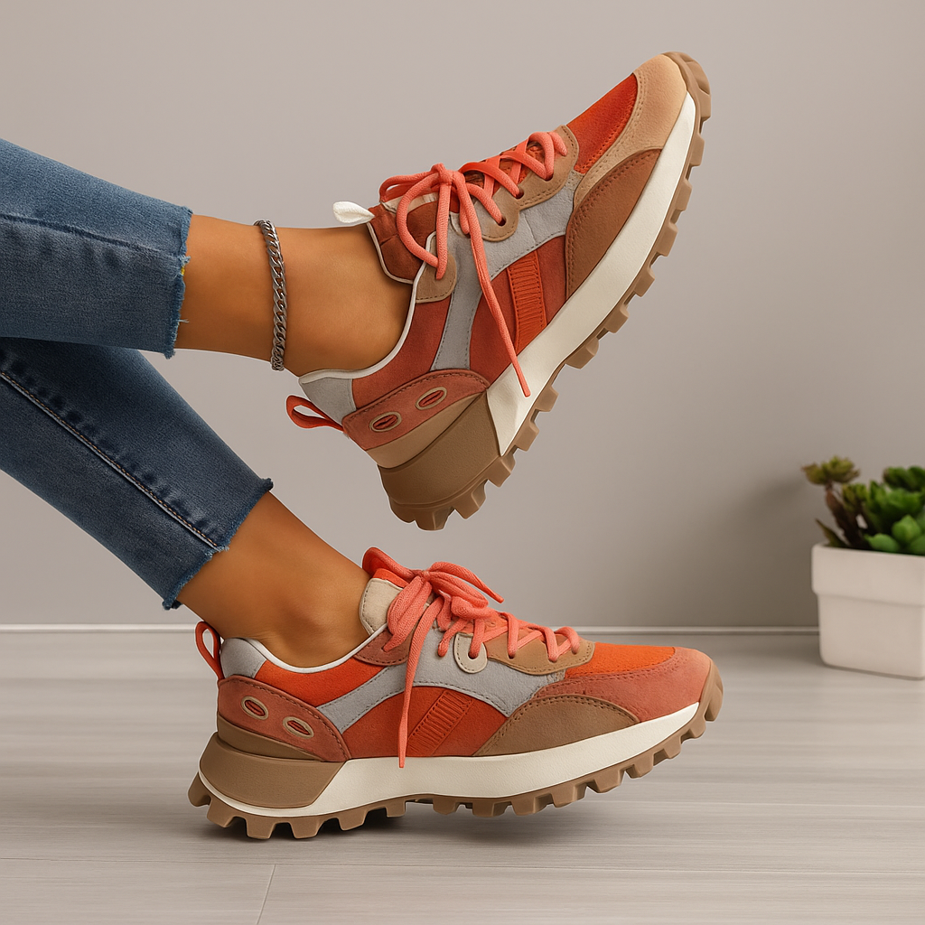 Zapatillas Deportivas Mujer Suela Gruesa Diseño Paneles