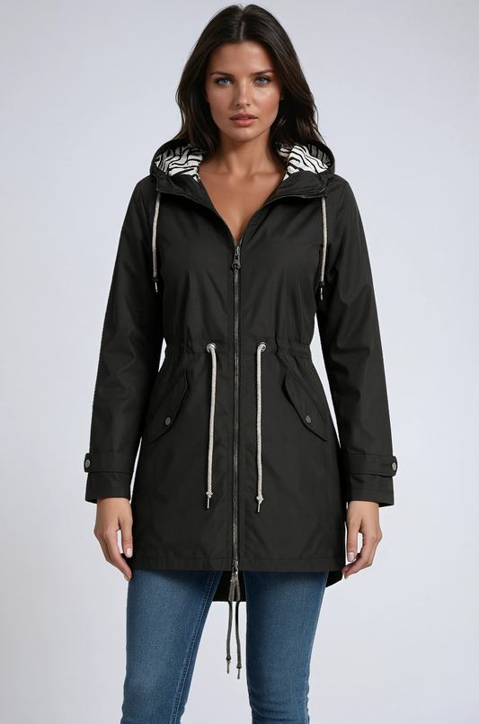 Chaqueta parka mujer impermeable con capucha ajustada - Mavetta