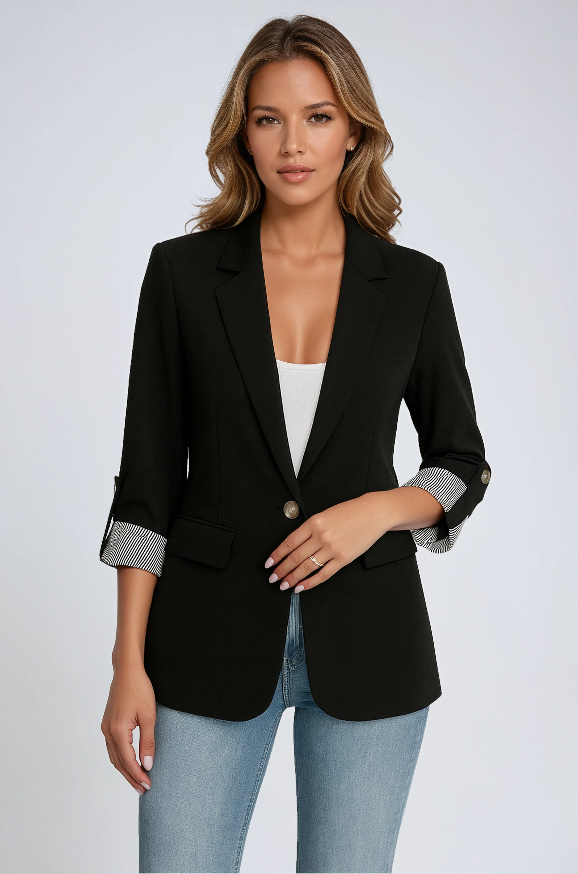 Blazer Mujer Corte Clasico Manga Detalle - Mavetta