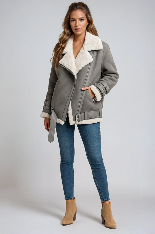 Chaqueta mujer de invierno con forro de peluche y cremallera - Mavetta