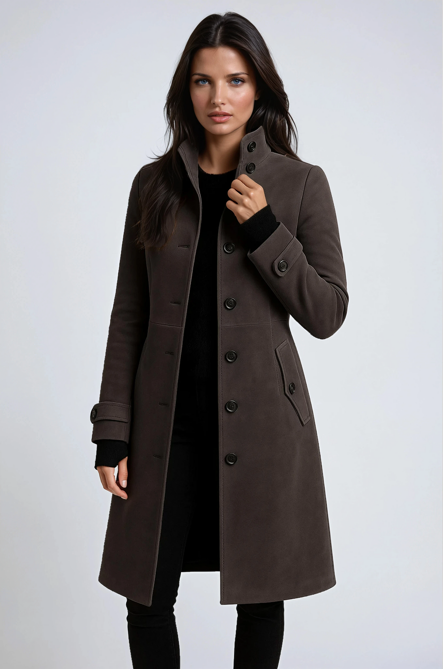 Abrigo Trench Mujer Invierno Cuello Alto