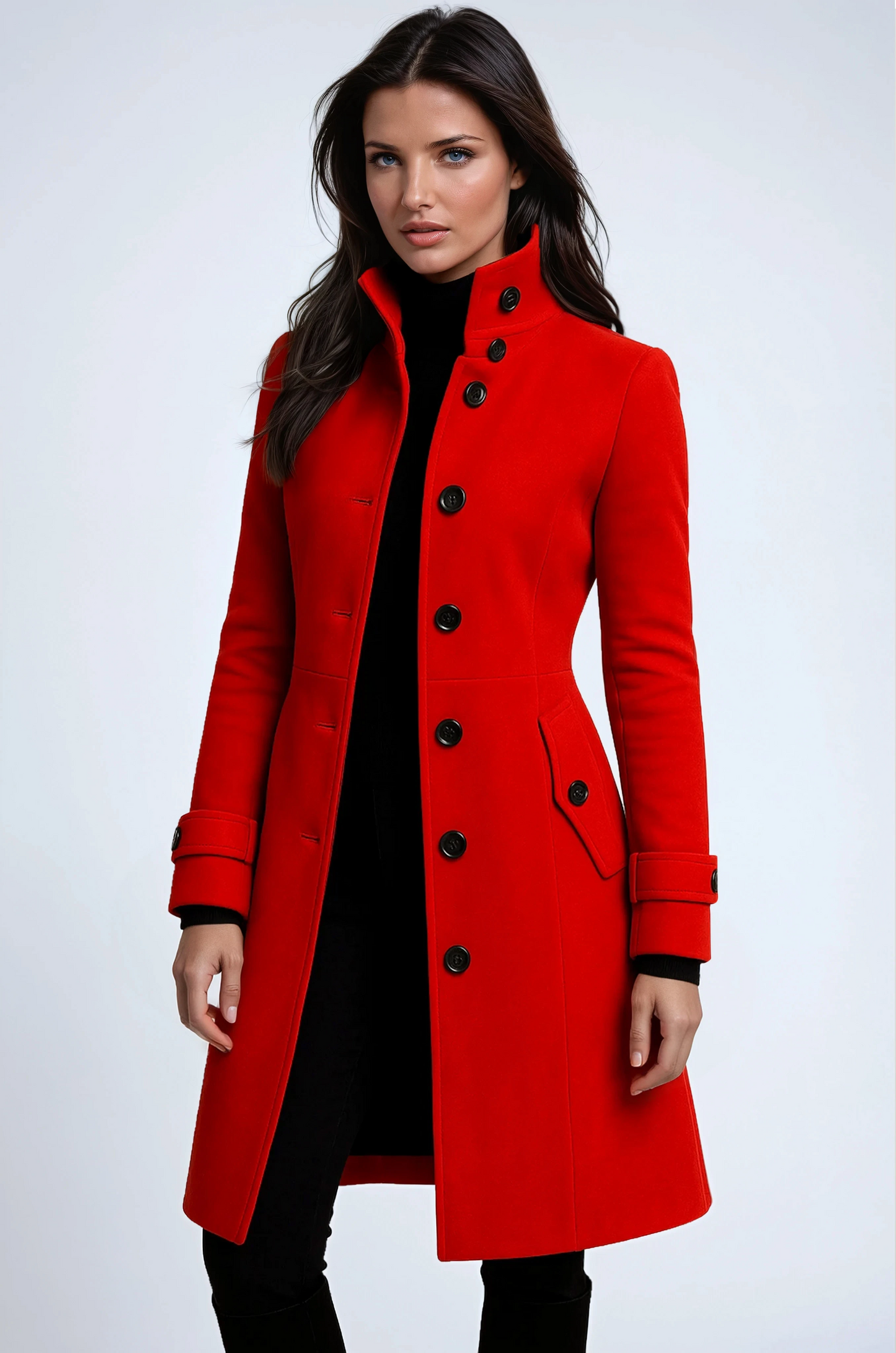 Abrigo Trench Mujer Invierno Cuello Alto