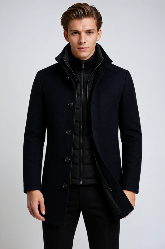 Chaqueta hombre de invierno con cuello alto y cierre botones - Mavetta