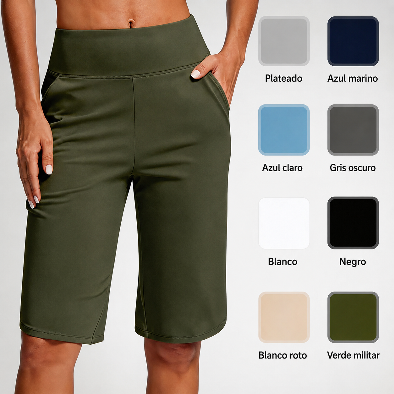 Pantalones cortos yoga Mujer cintura alta bolsillos - Mavetta