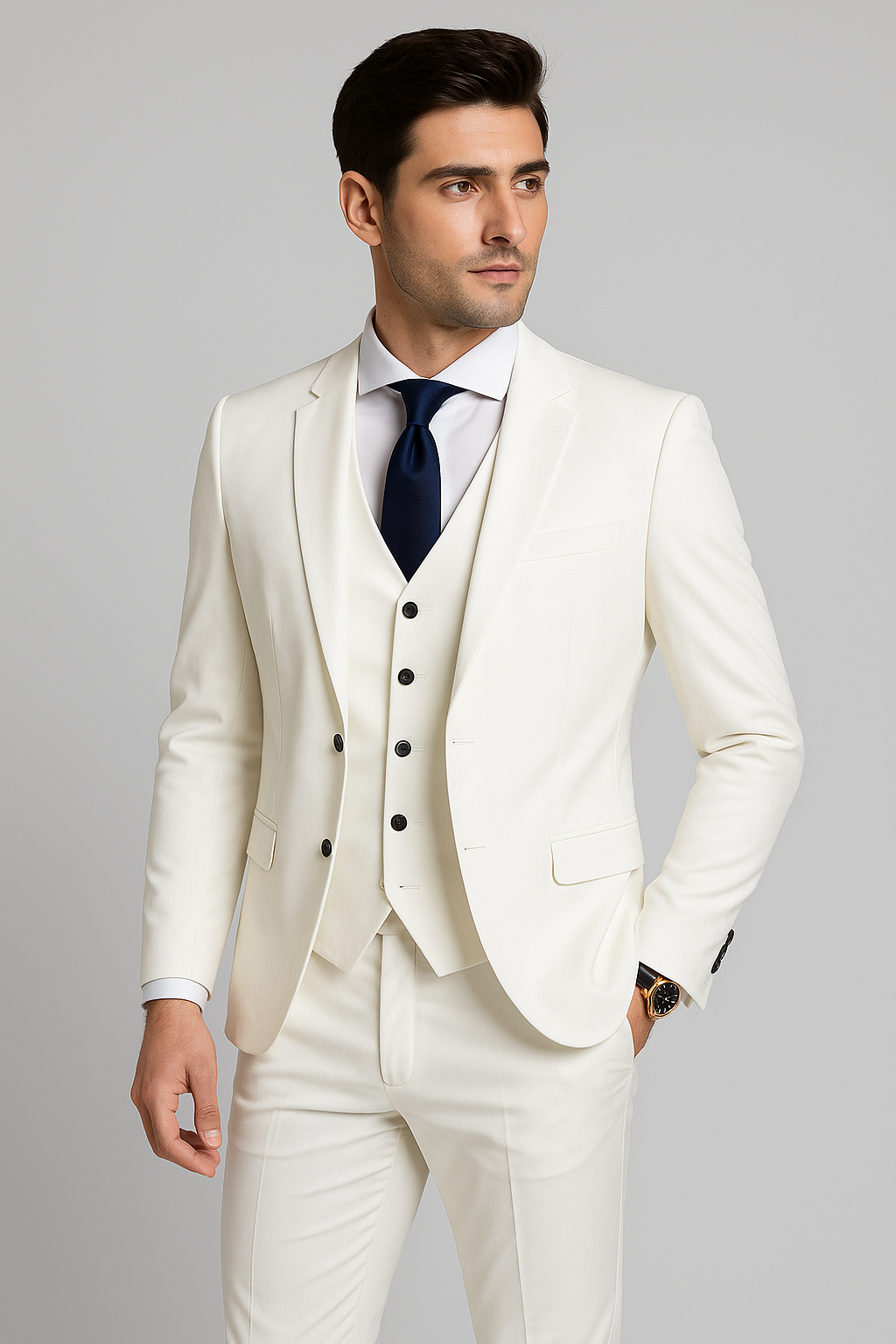Traje Hombre Tres Piezas Clásico Ajuste Elegante