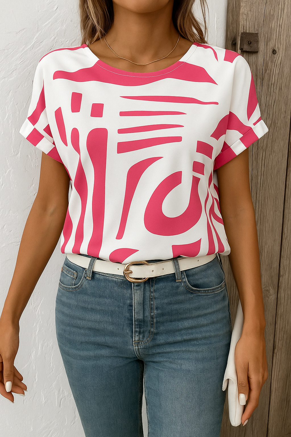 Mujer Cuello Redondo Corte Recto