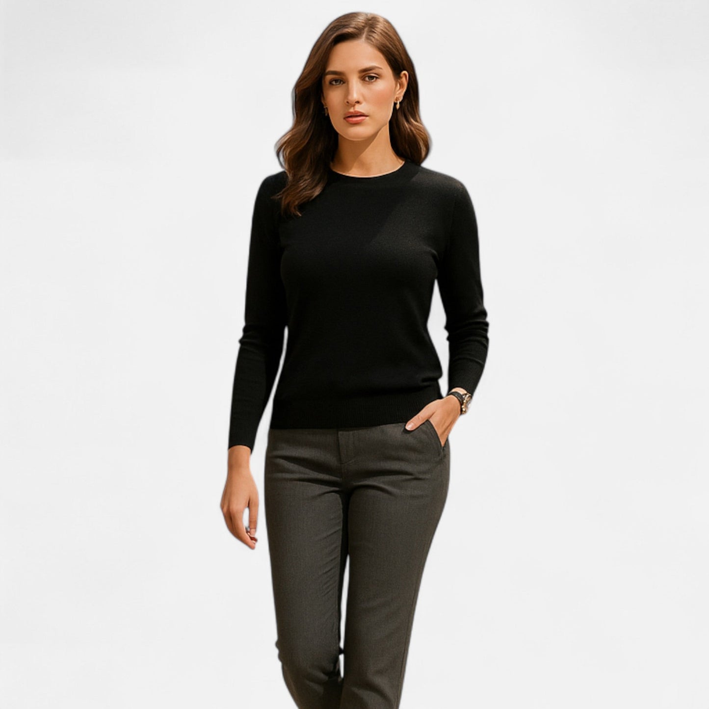 Jersey Mujer Lana Merino Cuello Redondo Ajuste Slim