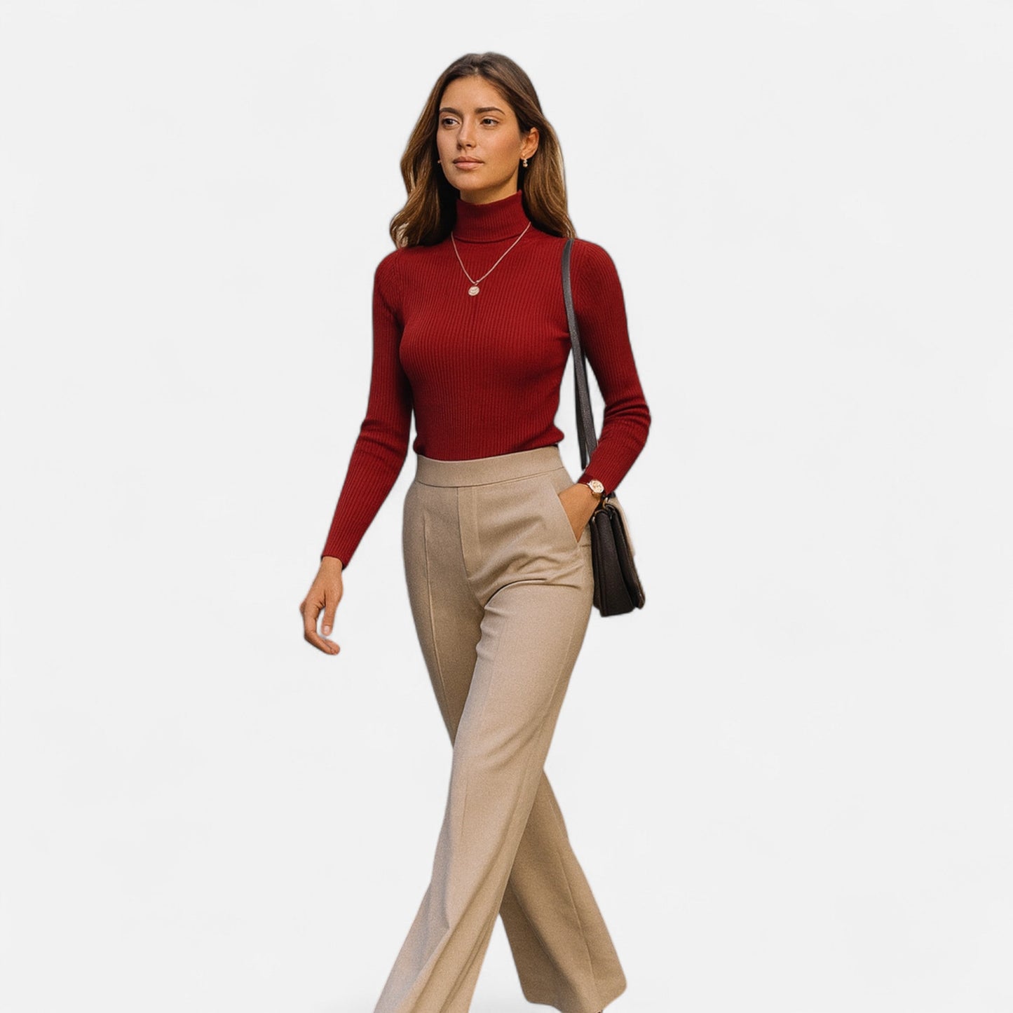 Jersey Mujer de Cachemira Cuello Alto Elegante