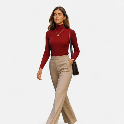 Jersey Mujer de Cachemira Cuello Alto Elegante