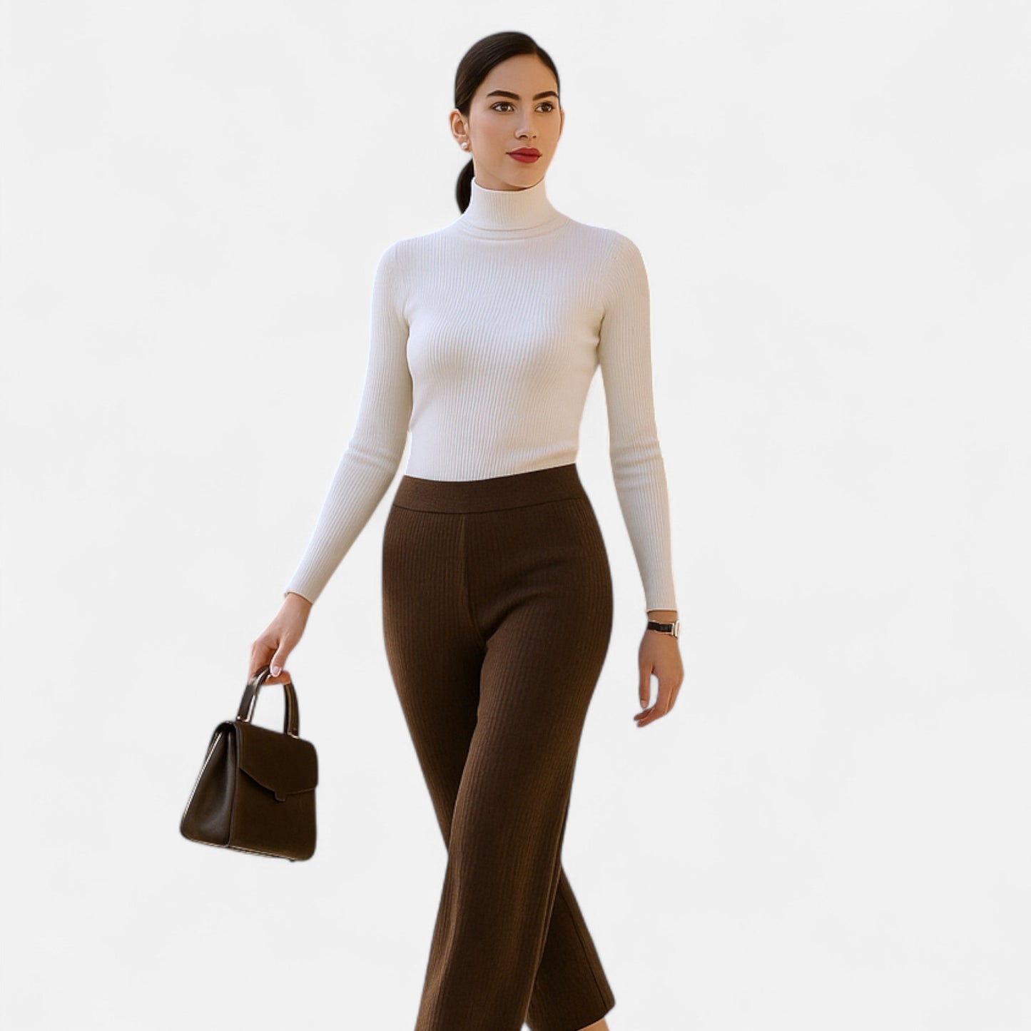 Jersey Mujer de Cachemira Cuello Alto Elegante