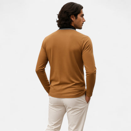 Polo Hombre Algodón Manga Larga Estilo Rugby
