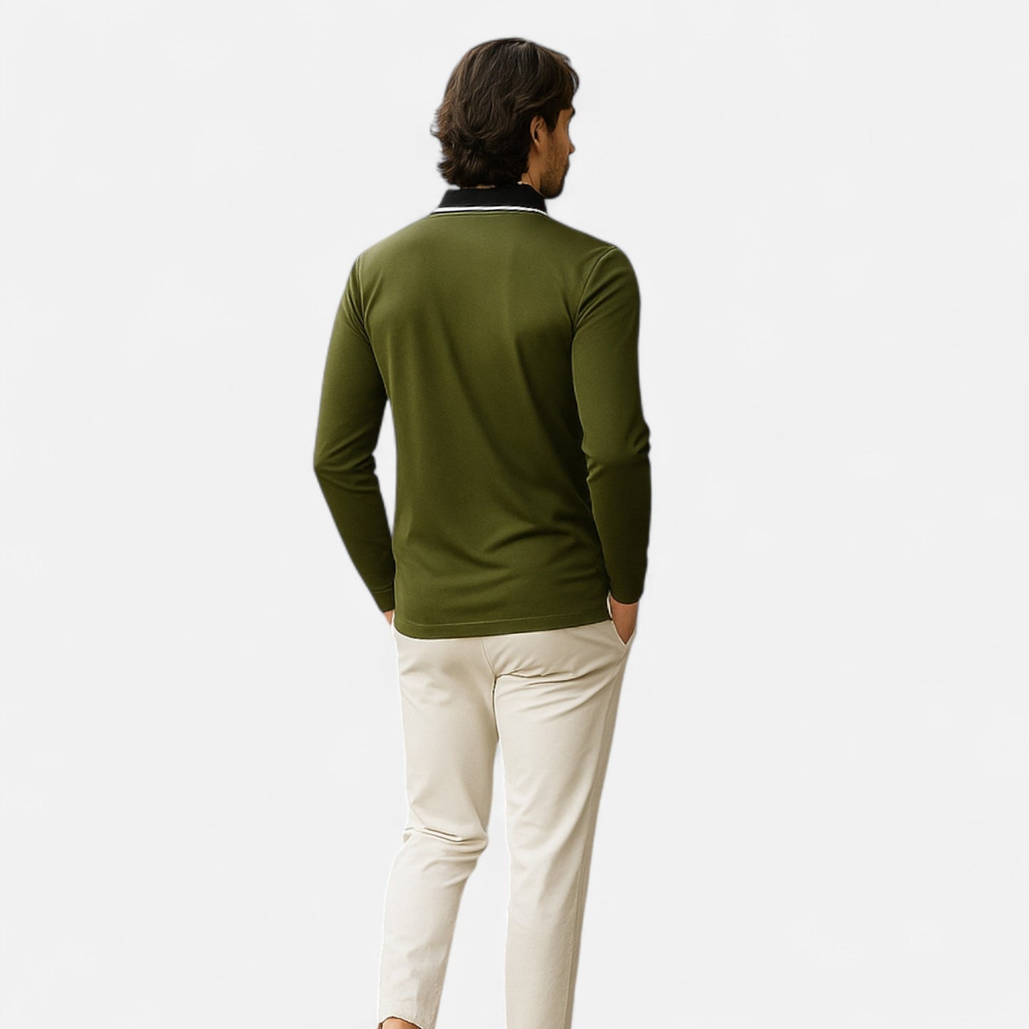 Polo Hombre Algodón Manga Larga Estilo Rugby