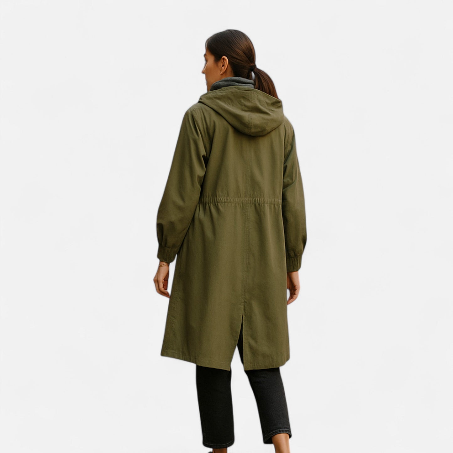 Gabardina Mujer Impermeable con Capucha Corte Atemporal