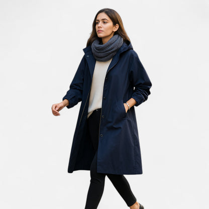 Gabardina Mujer Impermeable con Capucha Corte Atemporal - Mavetta