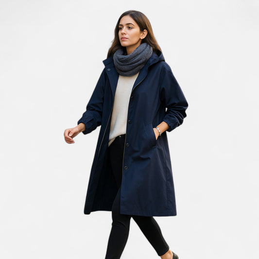 Gabardina Mujer Impermeable con Capucha Corte Atemporal - Mavetta