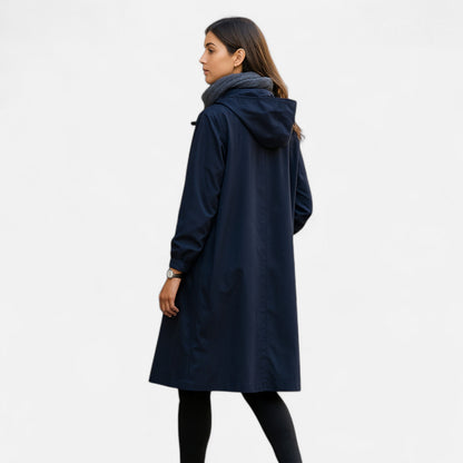 Gabardina Mujer Impermeable con Capucha Corte Atemporal