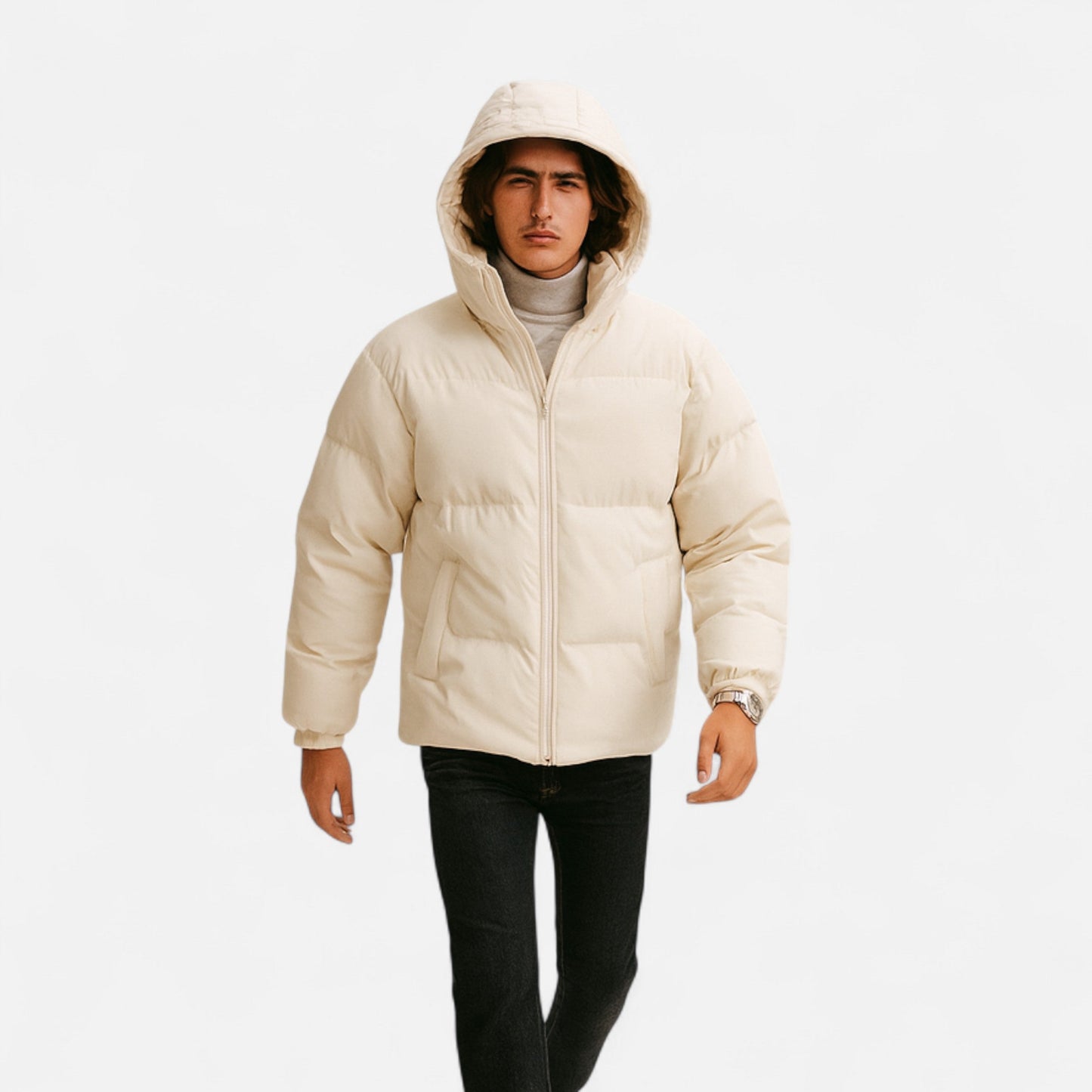 Chaqueta Acolchada Hombre con Capucha Desmontable Invierno