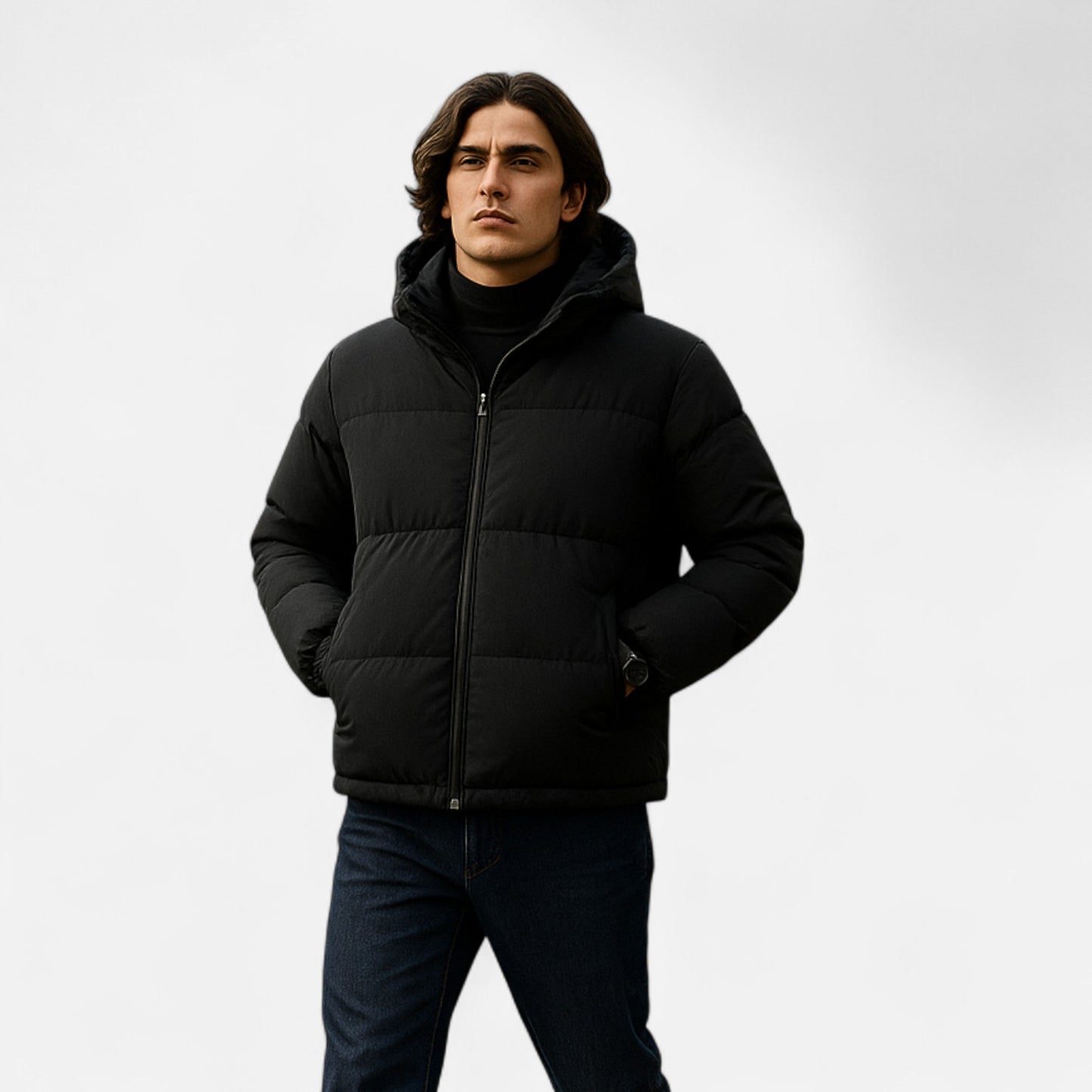 Chaqueta Acolchada Hombre con Capucha Desmontable Invierno