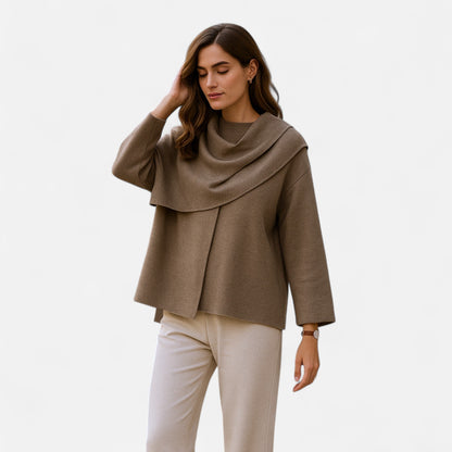 Abrigo Mujer Acolchado Invierno Cuello Asimétrico con Bufanda