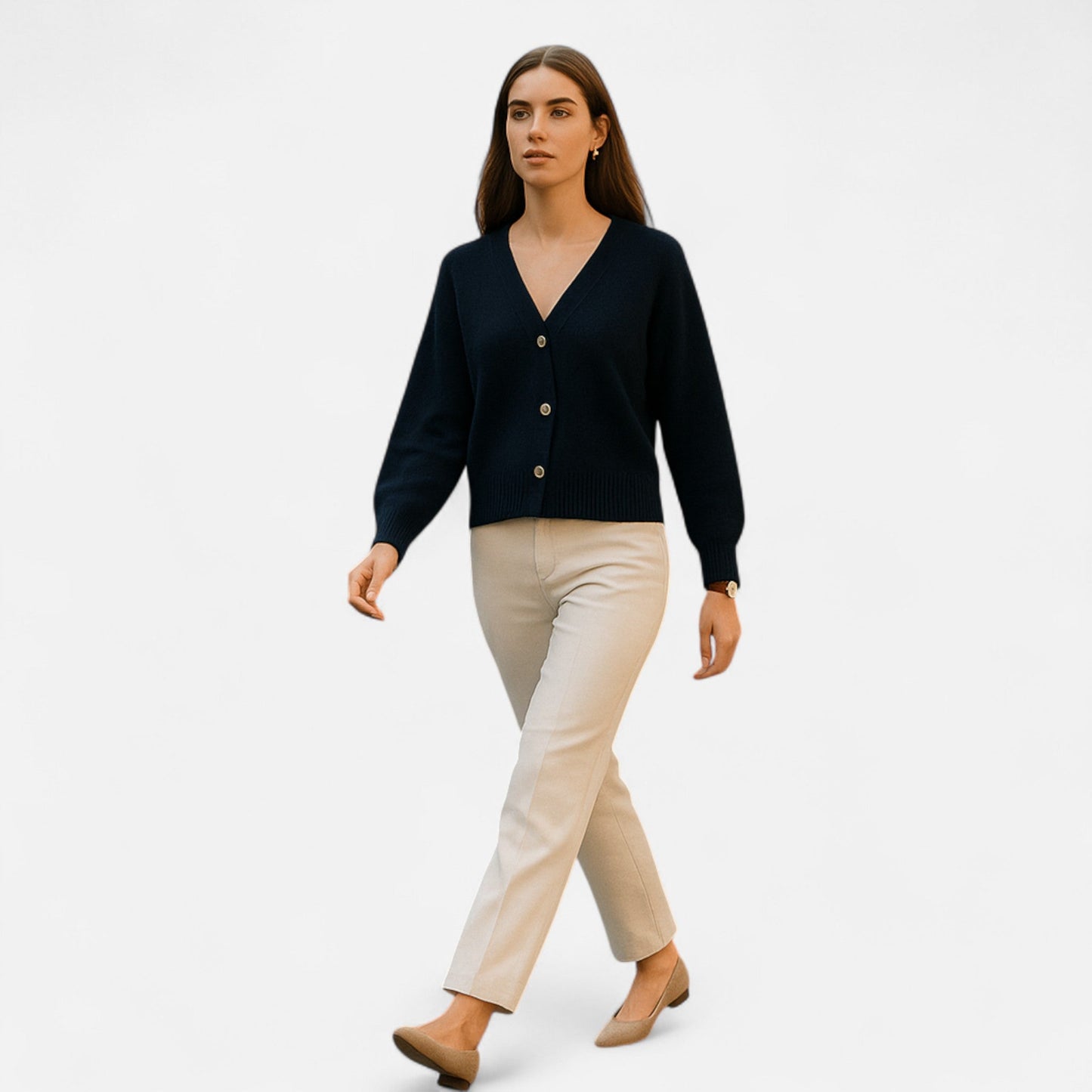 Cárdigan Mujer de Lana con Botones Diagonal