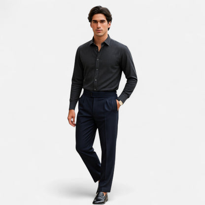 Pantalones Hombre Elegantes Estilo Inglés Ajuste Fino