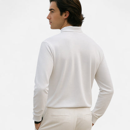 Polo hombre de algodón perlado manga larga estilo business