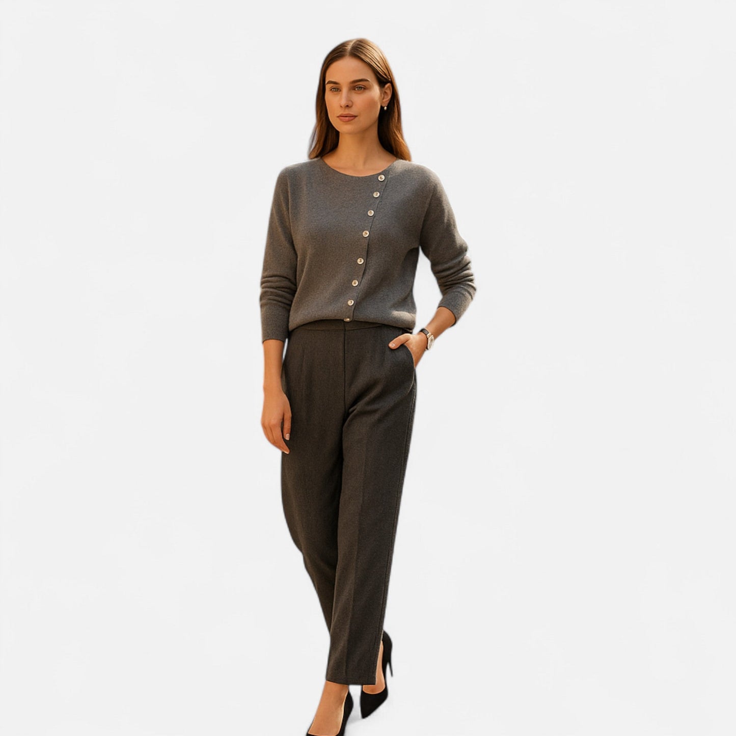 Suéter Mujer de Punto con Botones Detalle Elegante