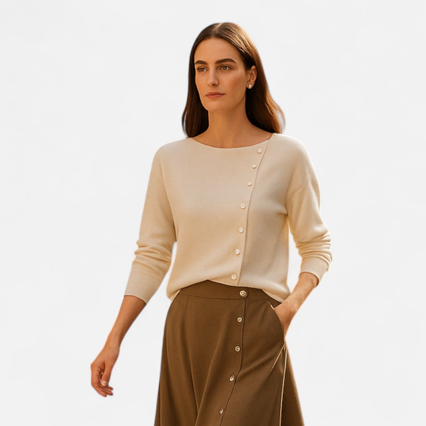 Suéter Mujer de Punto con Botones Detalle Elegante