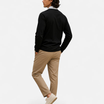 Polo Hombre Algodón Cuello Solapa Cremallera Casual