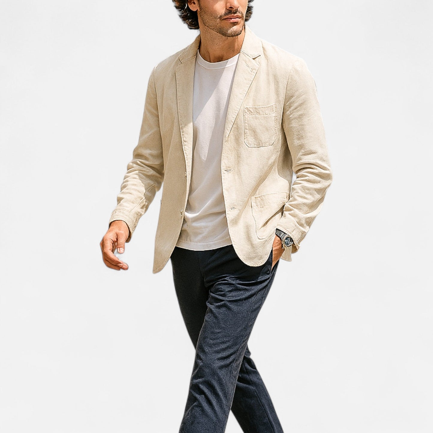 Blazer Hombre Casual Lino Corte Clásico