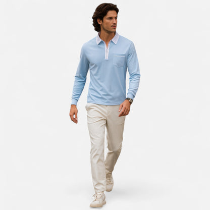 Polo Hombre Algodón Cuello Solapa Cremallera Casual
