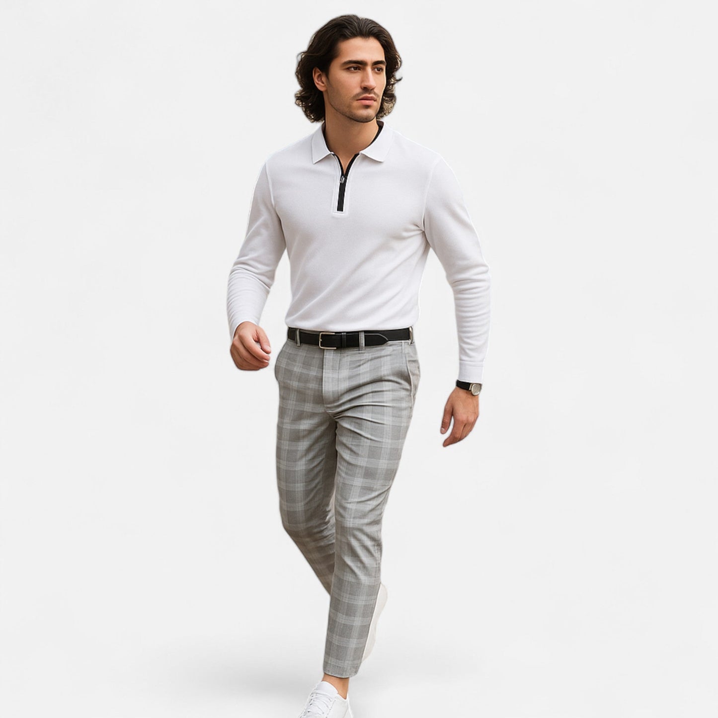 Pantalones Chinos Hombre Slim Fit Cuadro Clásico Stretch