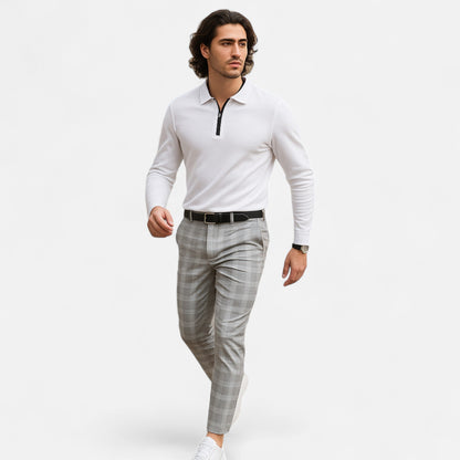Pantalones Chinos Hombre Slim Fit Cuadro Clásico Stretch