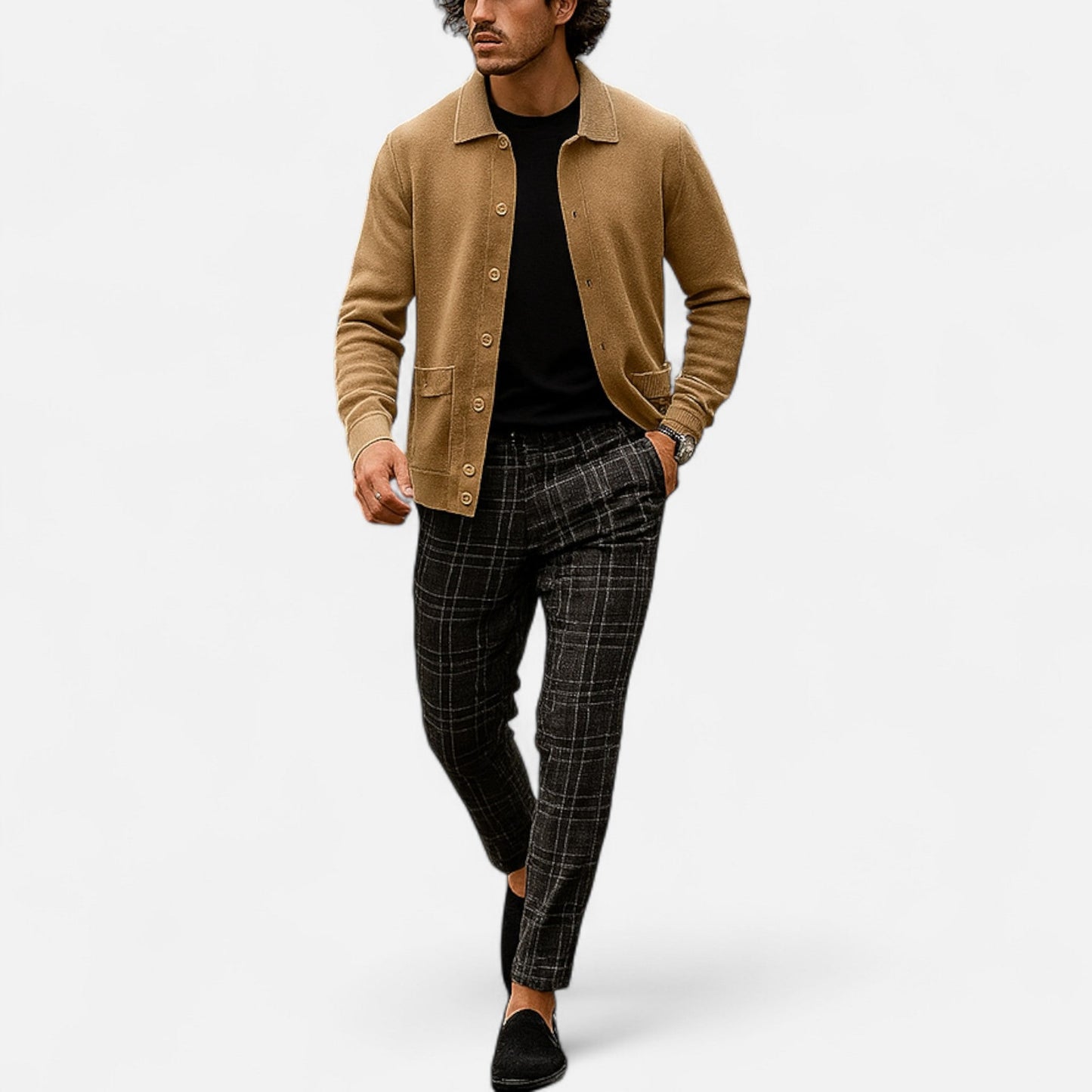 Pantalones Chinos Hombre Slim Fit Cuadro Clásico Stretch