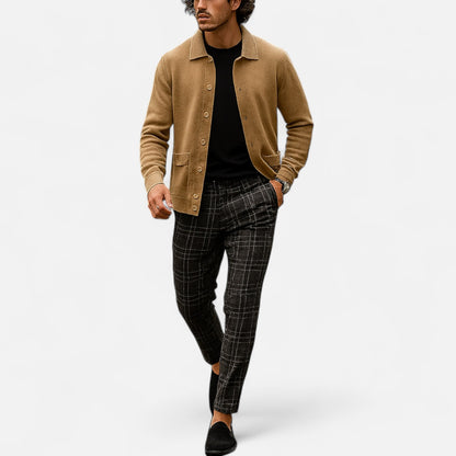 Pantalones Chinos Hombre Slim Fit Cuadro Clásico Stretch